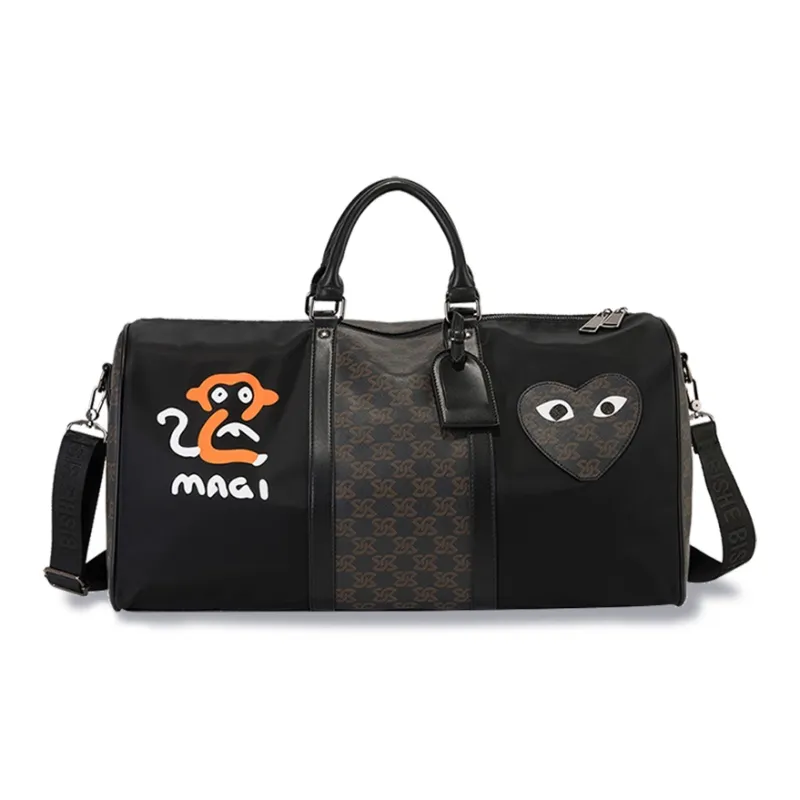 CLEVER& KETCH PU Travel Bags Gym Bags Handbags Unisex Khaki/Black-2