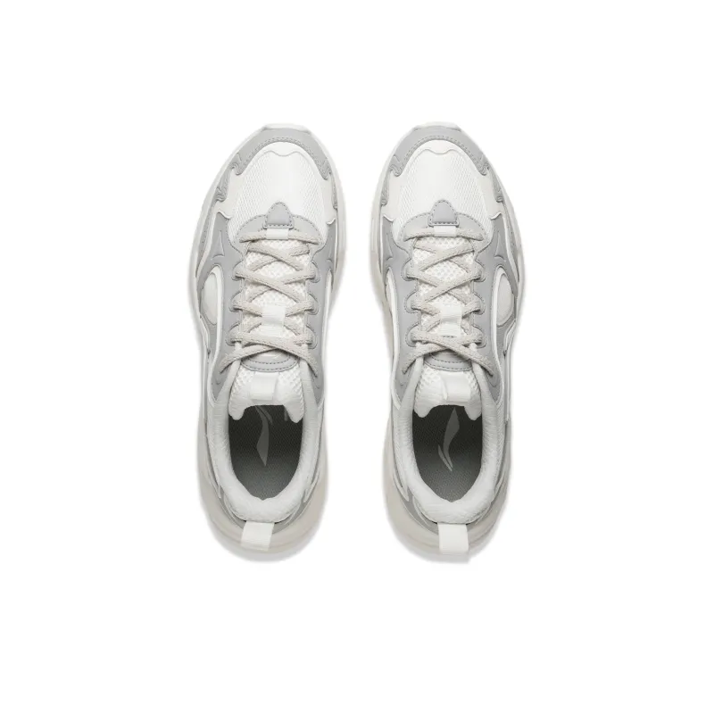 LiNing Clouds Cushioning, Slip Resistant, Abrasion Resistant Support Low Top Chunky Sneakers Men's White Gray-3