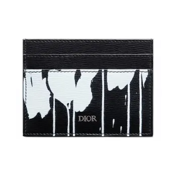 DIOR Raymond Pettibon Collaboration Calfskin Card Holder Regular Men's Black & White
