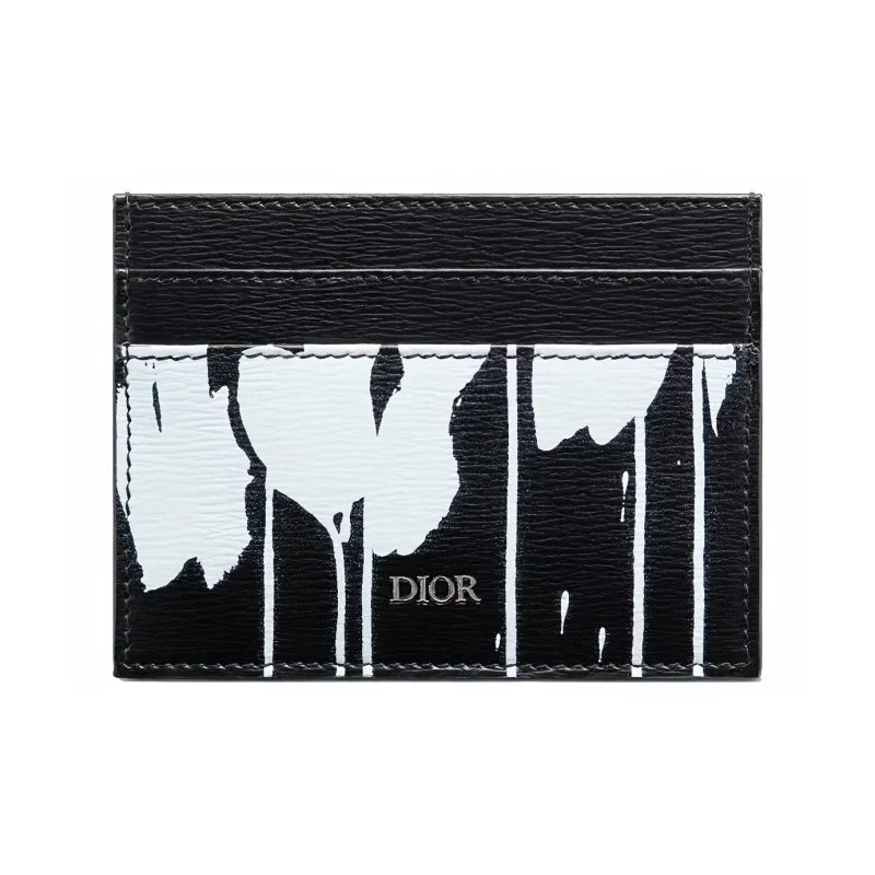 DIOR Raymond Pettibon Collaboration Calfskin Card Holder Regular Men's Black & White-0