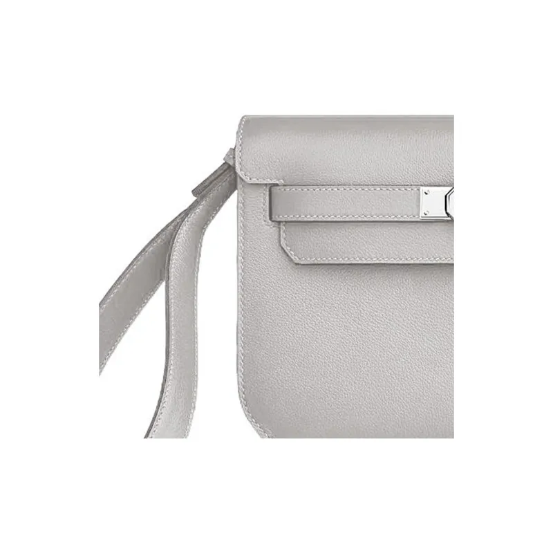 HERMES Kelly Depeches Evercolor Calfskin Clutch Men's 80 Gris Perle Pearl Gray-3
