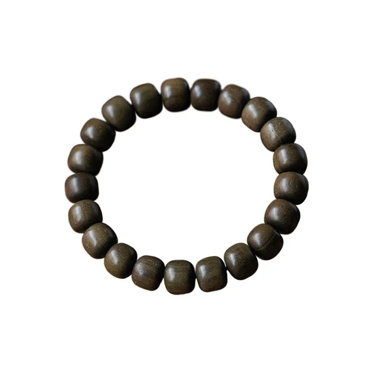 FANGYUANXIAOFU Laoshan Sandalwood Plain Circle Beaded Bracelet Unisex-0