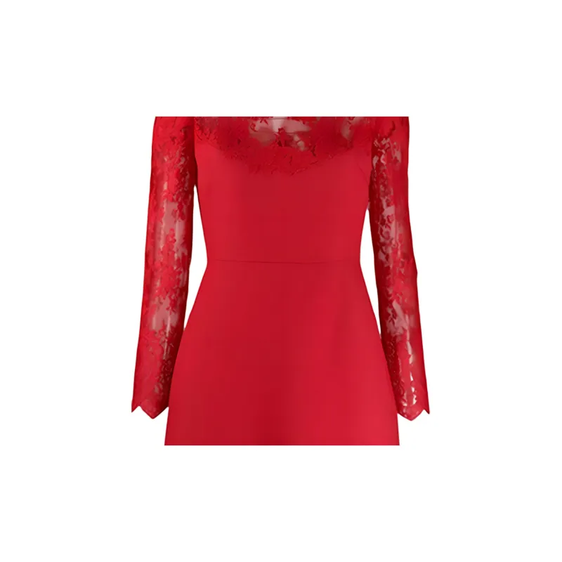 Valentino Long-Sleeved Dresses Women's Red-4