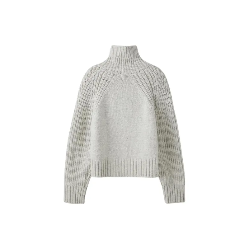 RECTO FW24 COMPACT TURTLE NECK KNIT TOP Sweater Women's White Grey-1