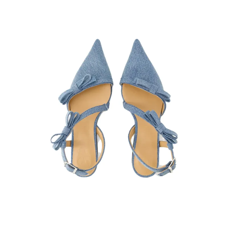 GANNI Bow-detailing Pointed-toe Ballerina Shoes-4