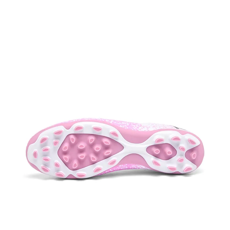 Kuding Soccer Shoes Unisex High Top Pink/Black/Gold/Blue/White-2