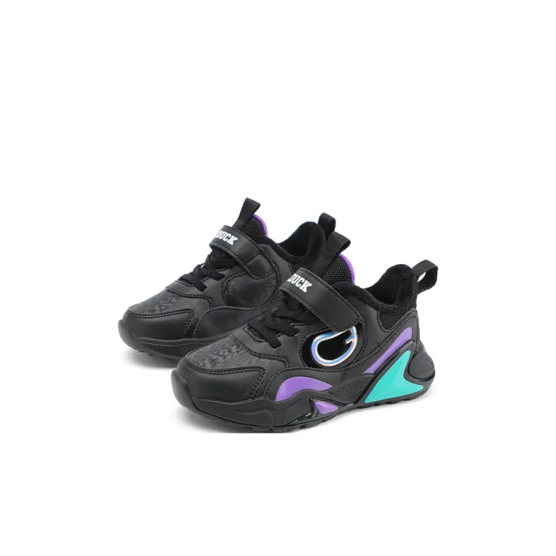 B.Duck Cushioned Wear Resistant Warm Low Top Kids Lifestyle Shoes Black Children Aged 3 7 Years Old-2