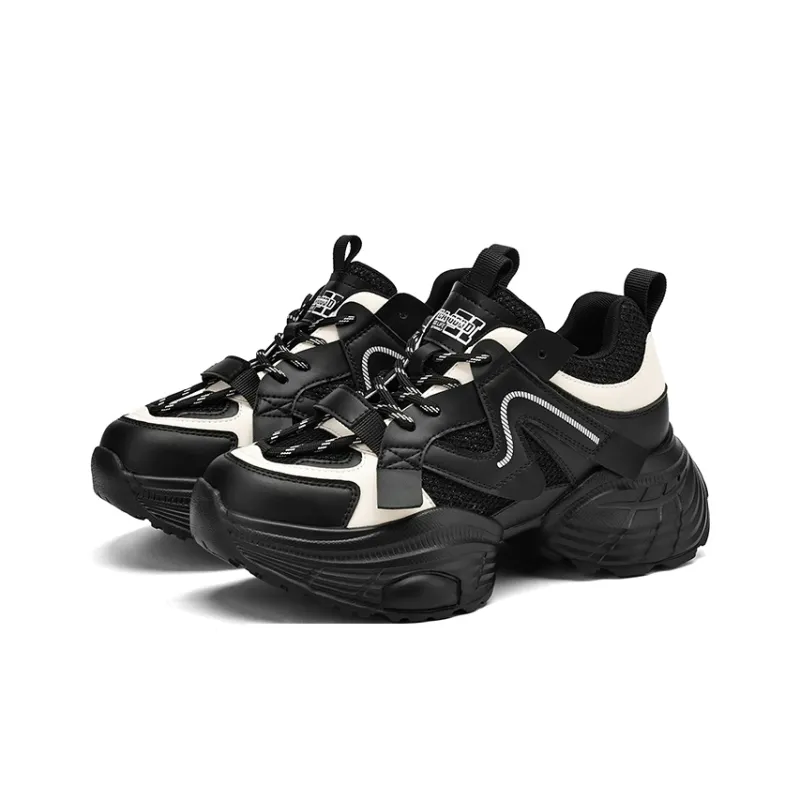 HLA Chunky Sneakers Women's Low Top White Black/Gunmetal-1