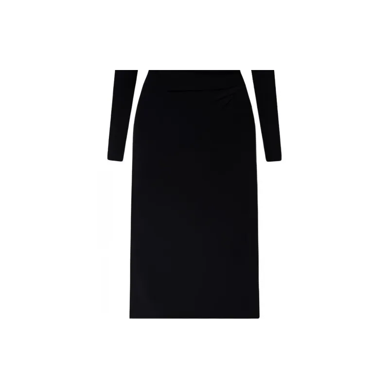 Burberry Check Patterned Ruched Midi Dress-5
