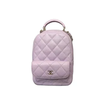 CHANEL Leather Backpack Women's Purple