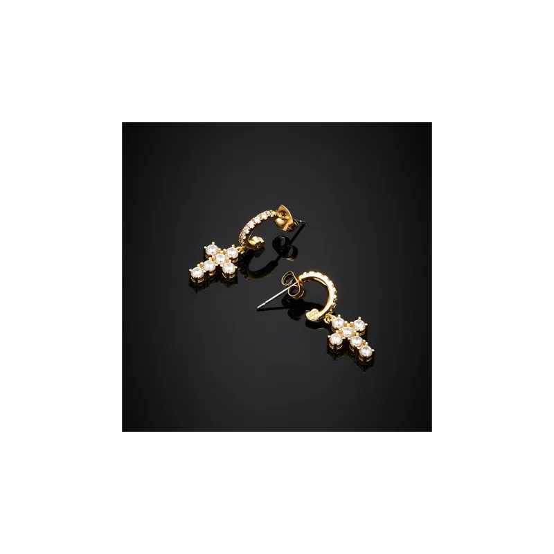 CHIARA FERRAGNI Zircon, Rhinestones, 18K Gold Plating Italian Luxury Earrings, Advanced Earrings Unisex Gold-8