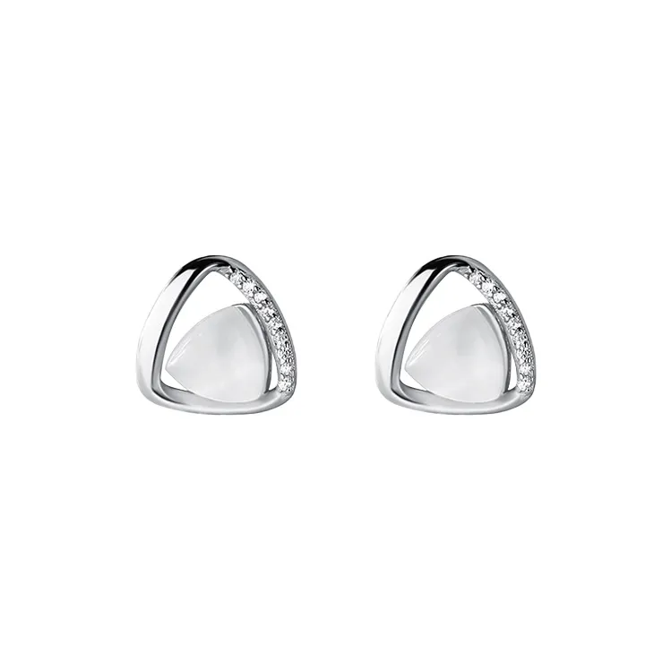 Yiru S925 Silver Artificial Glass Cat Eye Stud Earrings Jewelry Accessories Women's-0