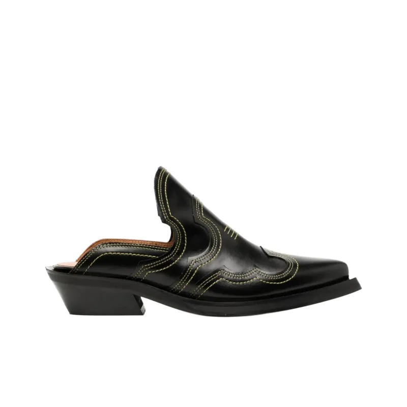 GANNI Embroidered Western Mules-1
