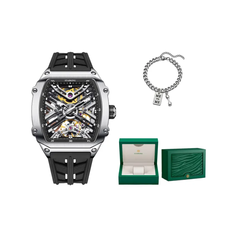 STARKING Steel Core Collection Mechanical Movement Silicone Strap Watch Men's Watches Black Dial-33