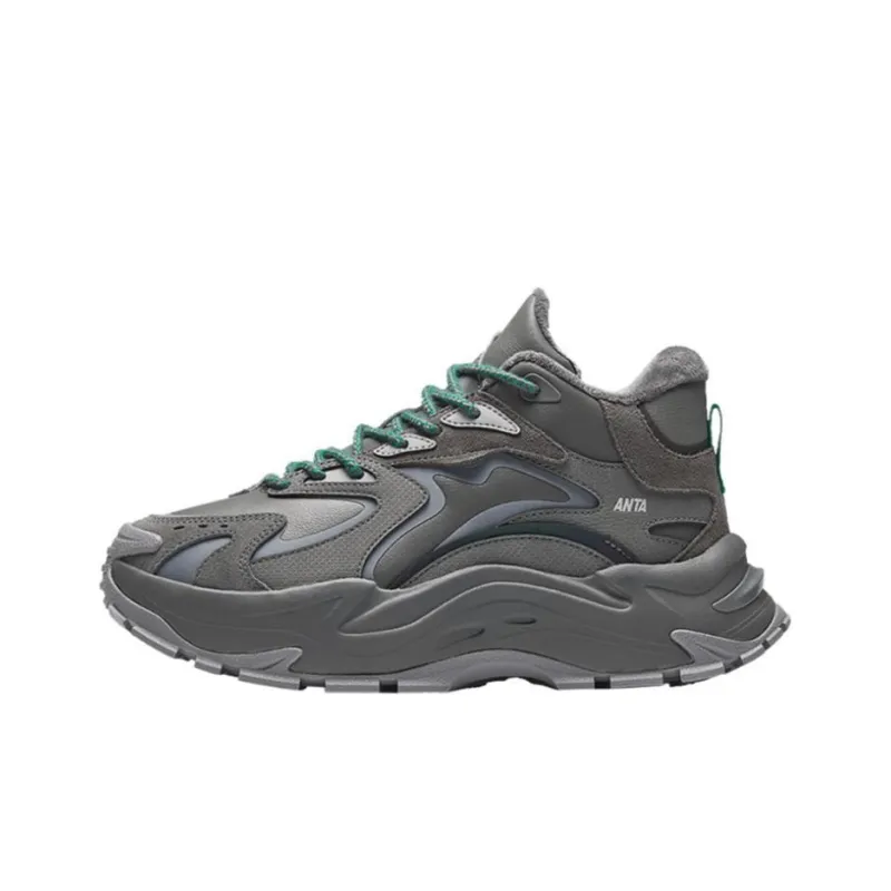 Anta Raw Candy Slip Resistant Warm Mid Top Casual Shoes Women's Gray-0