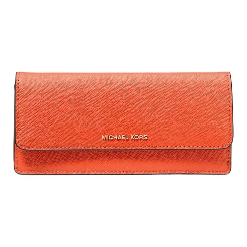 MICHAEL KORS Jet Set Leather Wallet Large Size Women's Orange