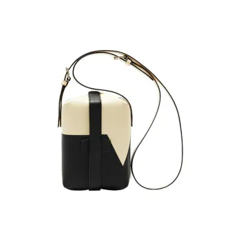 Valextra Tric Trac Calfskin Box Bag Handbag Shoulder Bag Crossbody Bag Women's Black/White