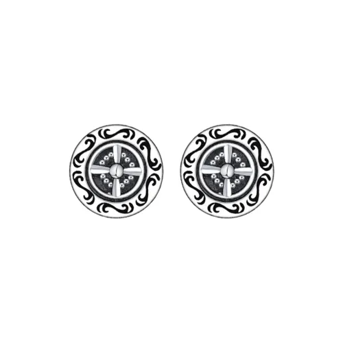 MAGICPOLE 925 Silver Epoxy Gum Stud Earrings Men's Silver