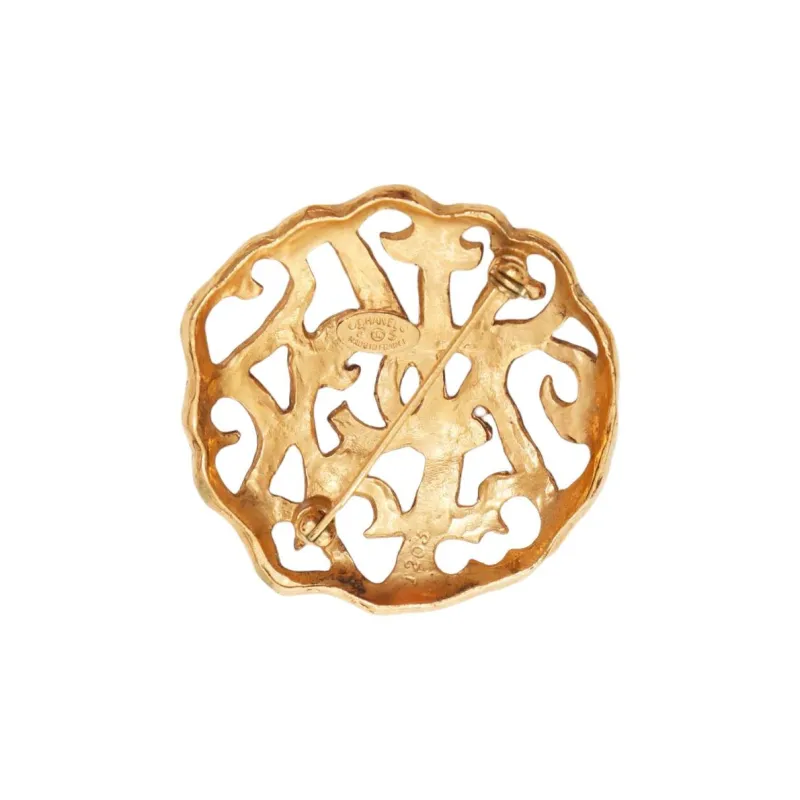 CHANEL 1980 1990 Plated Cc Filigree Brooch Costume Brooch-2