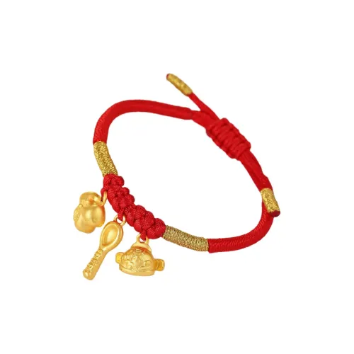 YORISTEINK Auspicious Three Treasures Baby, One Month And One Year Old 999 Solid Gold Fixed Price Gold Bracelet Kids'