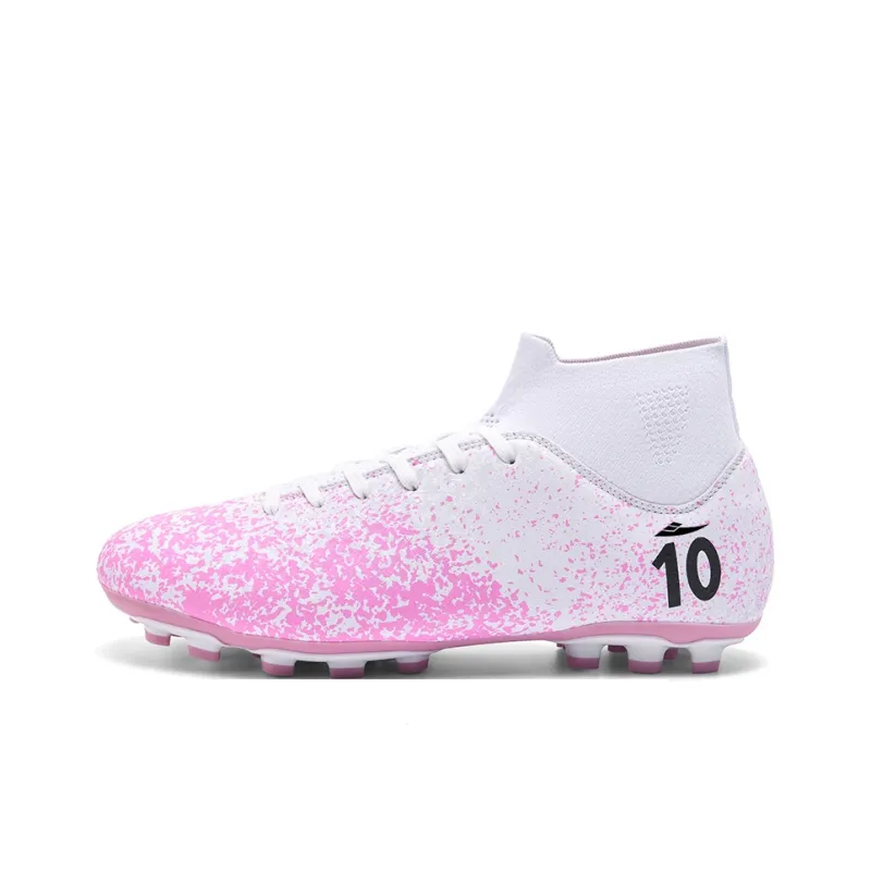 Kuding Soccer Shoes Unisex High Top Pink/Black/Gold/Blue/White-0