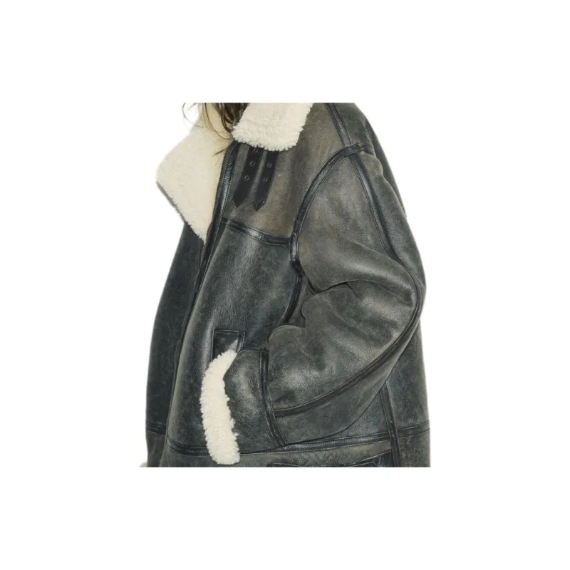 SAINT LAURENT Zip Up Drop Shoulder Aviator Jacket-5