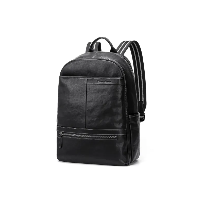 BISON DENIM Cow Leather Backpack Regular Men's Black-1