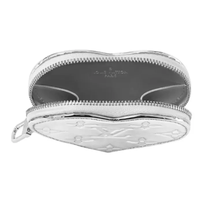 LOUIS VUITTON Heart Coin Purse Silver-3