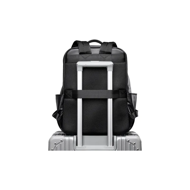MOYYI PVC Laptop Backpack Large Size Unisex Black-3
