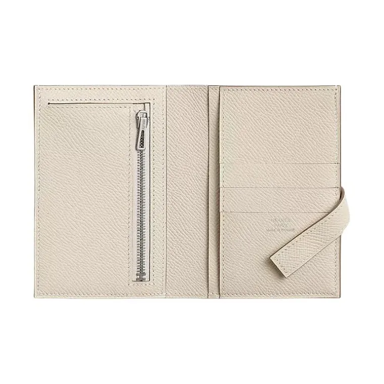HERMES H Passant Epsom Leather Wallet Women's 10 Craie Milkshake White-1