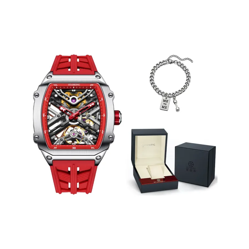 STARKING Steel Core Collection Mechanical Movement Silicone Strap Watch Men's Watches Black Dial-17