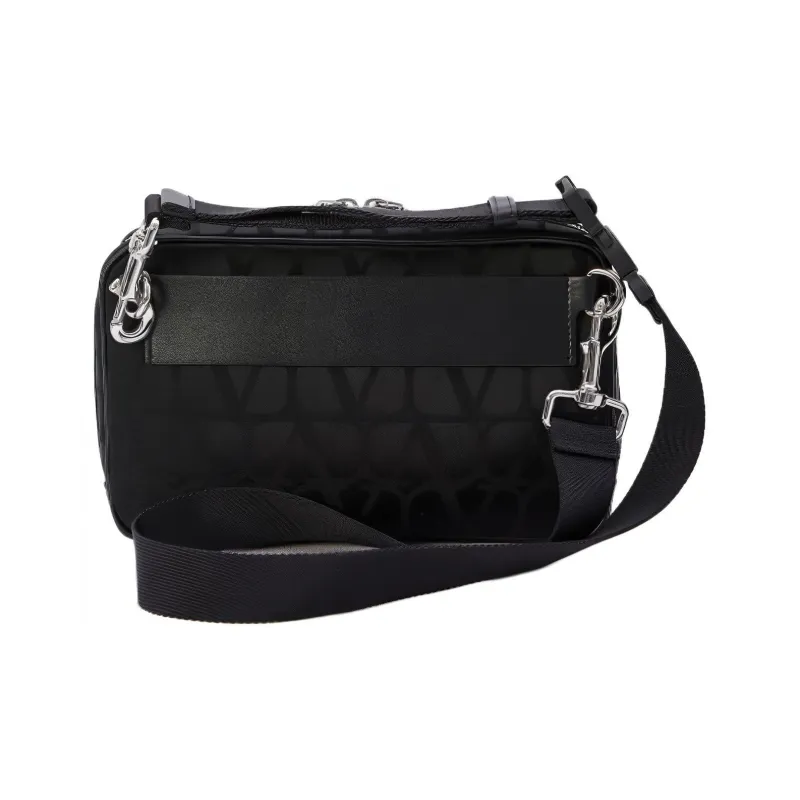 Valentino Canvas Shoulder Bag, Crossbody Bag Men's Black-2