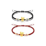 Scarf Puppy Silver Bracelet[Black Red 1 Pair]