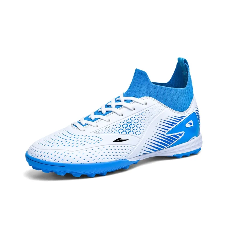 Kuding Soccer Shoes Unisex Mid Top Aqua/White Blue/Black Green-13