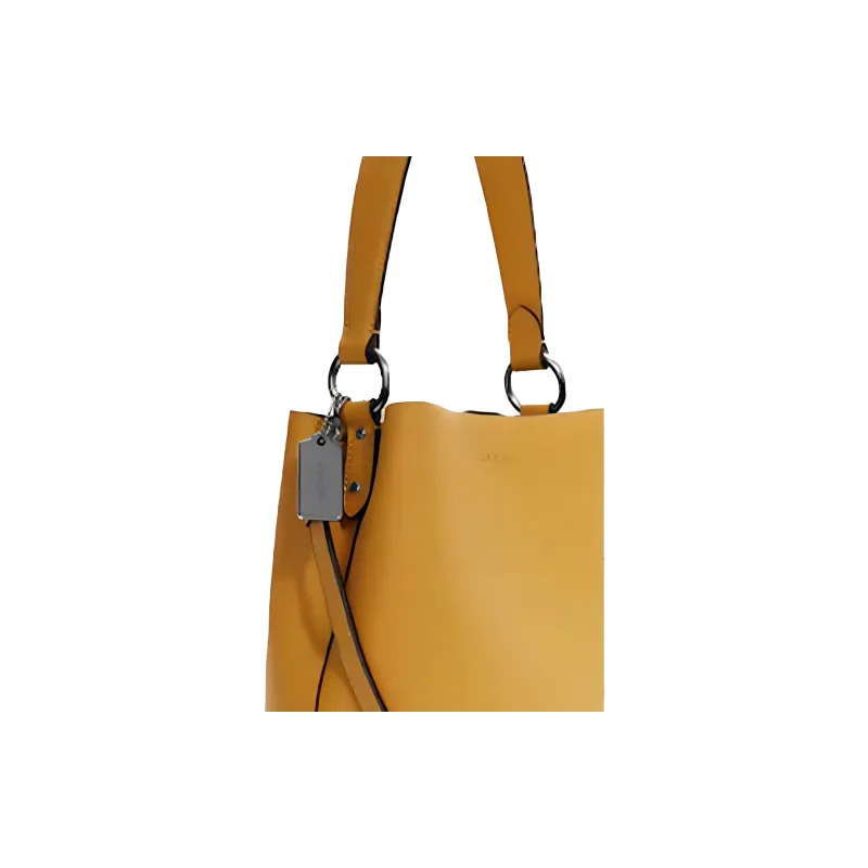 COACH Town Pebbled Leather Bucket Bag Portable Crossbody Bag Shoulder Bag Small Size Women's Yellow-4