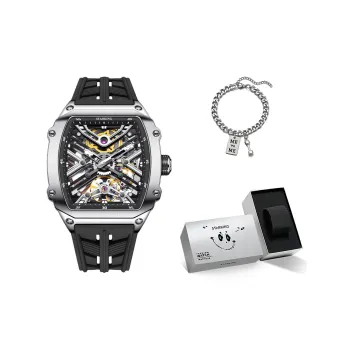 STARKING Steel Core Collection Mechanical Movement Silicone Strap Watch Men's Watches Black Dial