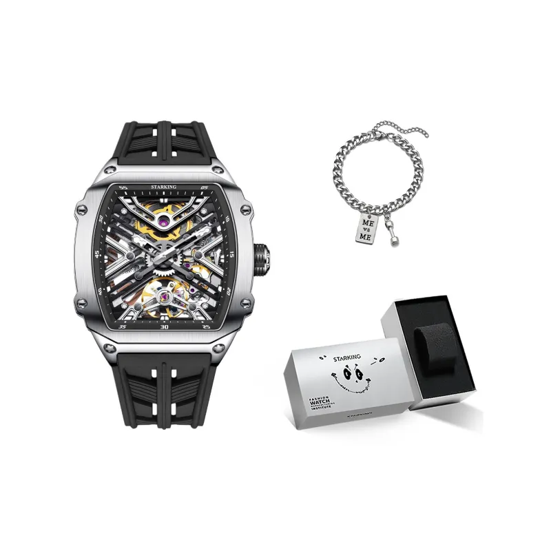 STARKING Steel Core Collection Mechanical Movement Silicone Strap Watch Men's Watches Black Dial-2