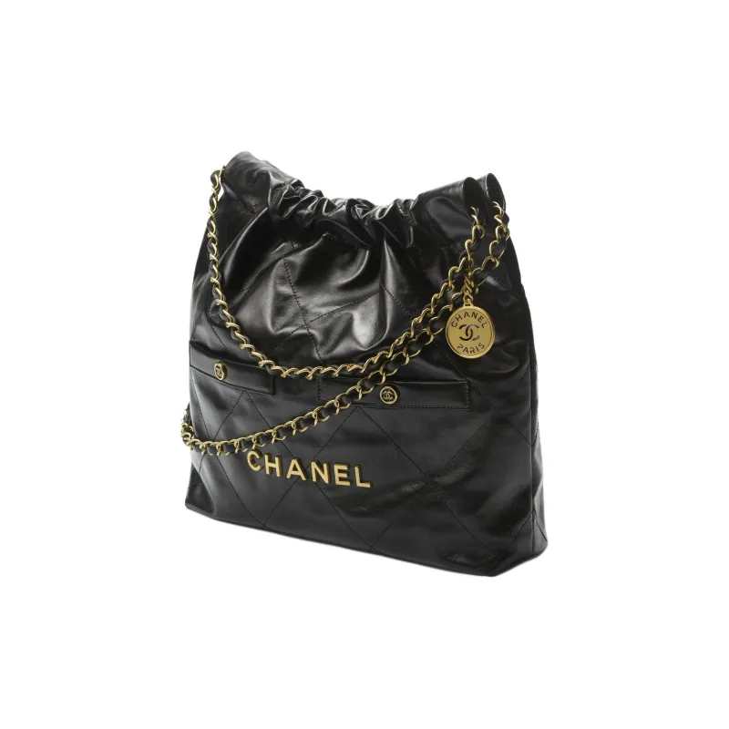 CHANEL Bright Crinkle Calfskin Bucket Bag, Handbag, Shoulder Bag Trumpets Women's Black-1