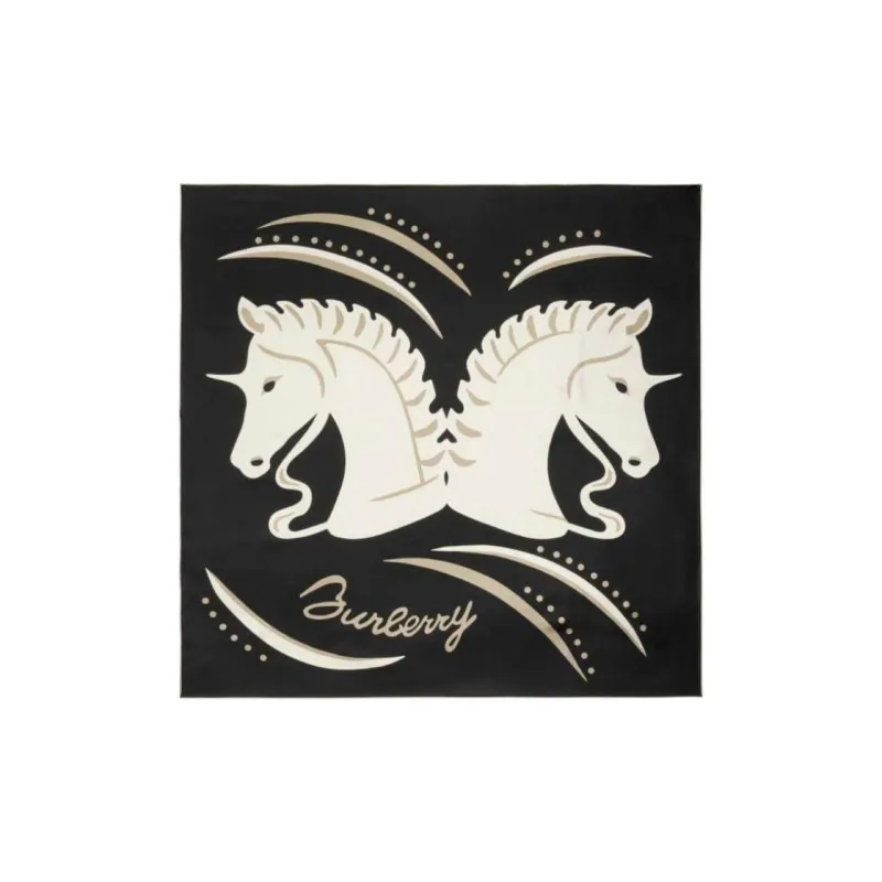 Burberry Mirrored Horse Silk Scarf-0