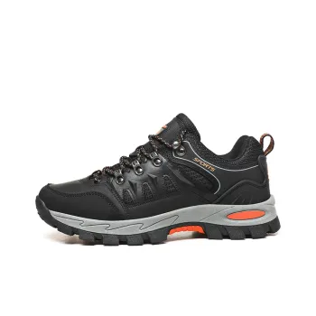 BIANSULONG Cushioned Wear Resistant Warm Low Top Hiking Shoes Unisex Black