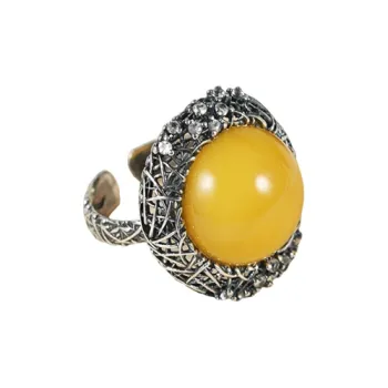 S&A S925 Silver Amber Rings Women's