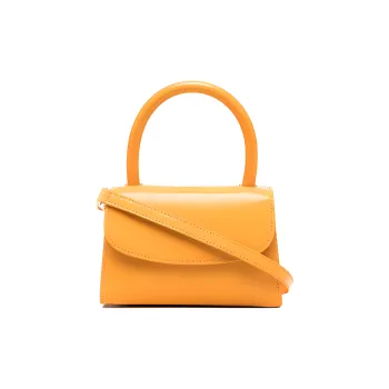 By Far Cow Leather Small Square Bag, Shoulder Bag, Crossbody Bag, Handbag Mini Women's Orange