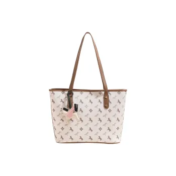 H YXIANG PVC Tote Bag Shopping Bag Handbag Shoulder Bag Women's Beige/Black