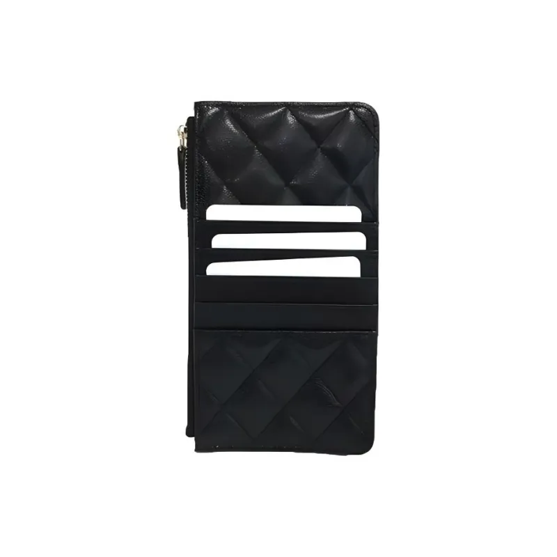 CHANEL Lychee Leather Cell Phone Pouch Wallet Women's Black-1