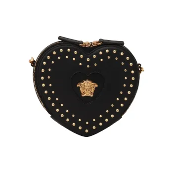 VERSACE Heart Shaped Stud Embellished Shoulder Bag