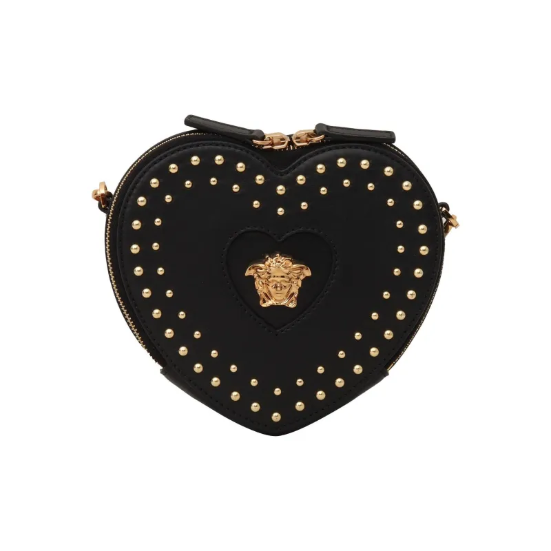 VERSACE Heart Shaped Stud Embellished Shoulder Bag-0