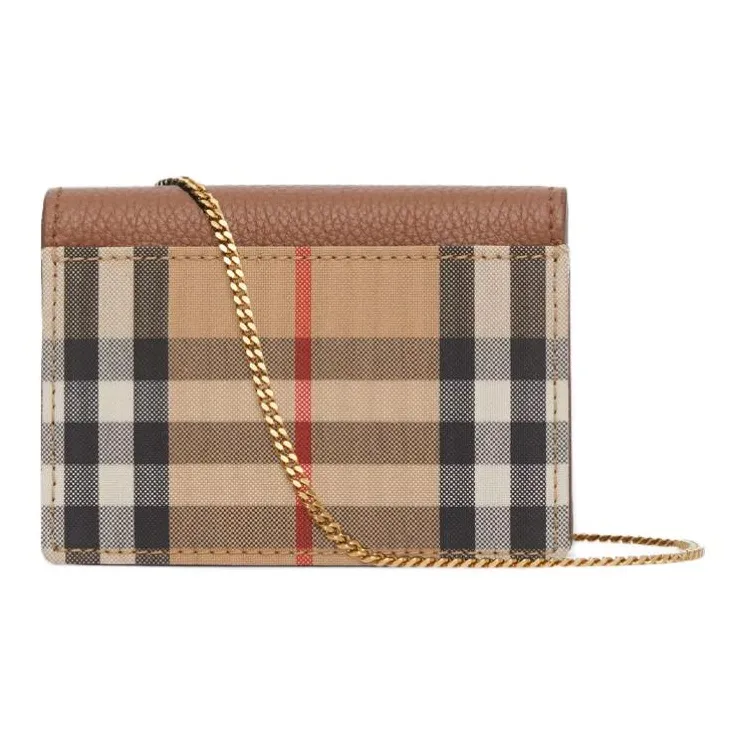 Burberry Polyester Cotton Blend Card Holder Wallet Crossbody Bag Shoulder Bag Women's Brown-2