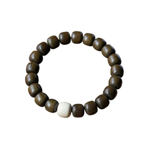 FANGYUANXIAOFU Laoshan Sandalwood Plain Circle Beaded Bracelet Unisex