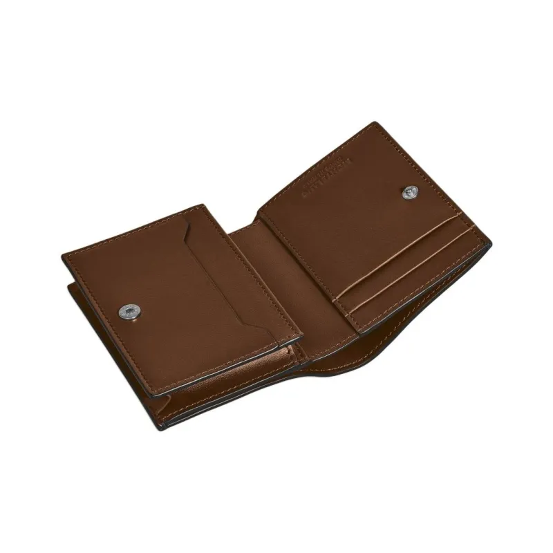 MONTBLANC Leather Wallet Men's Dark Pool Blue With Brown Accents-5