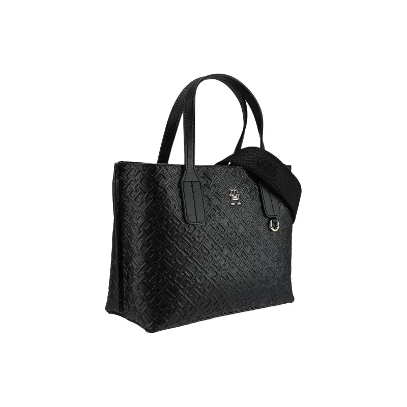 Tommy Hilfiger Polyurethane Tote Bag, Shopping Bag, Shoulder Bag, Crossbody Bag, Handbag Regular Women's Black-1